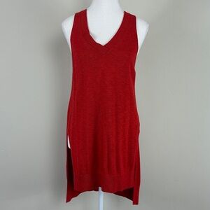 Anthropologie Vibrant Red Knit High Low Tunic‎ Blouse Size Small